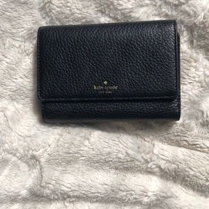 Kate spade black trifold leather wallet